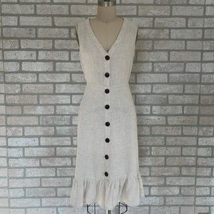 Linen light brown/ivory dress!